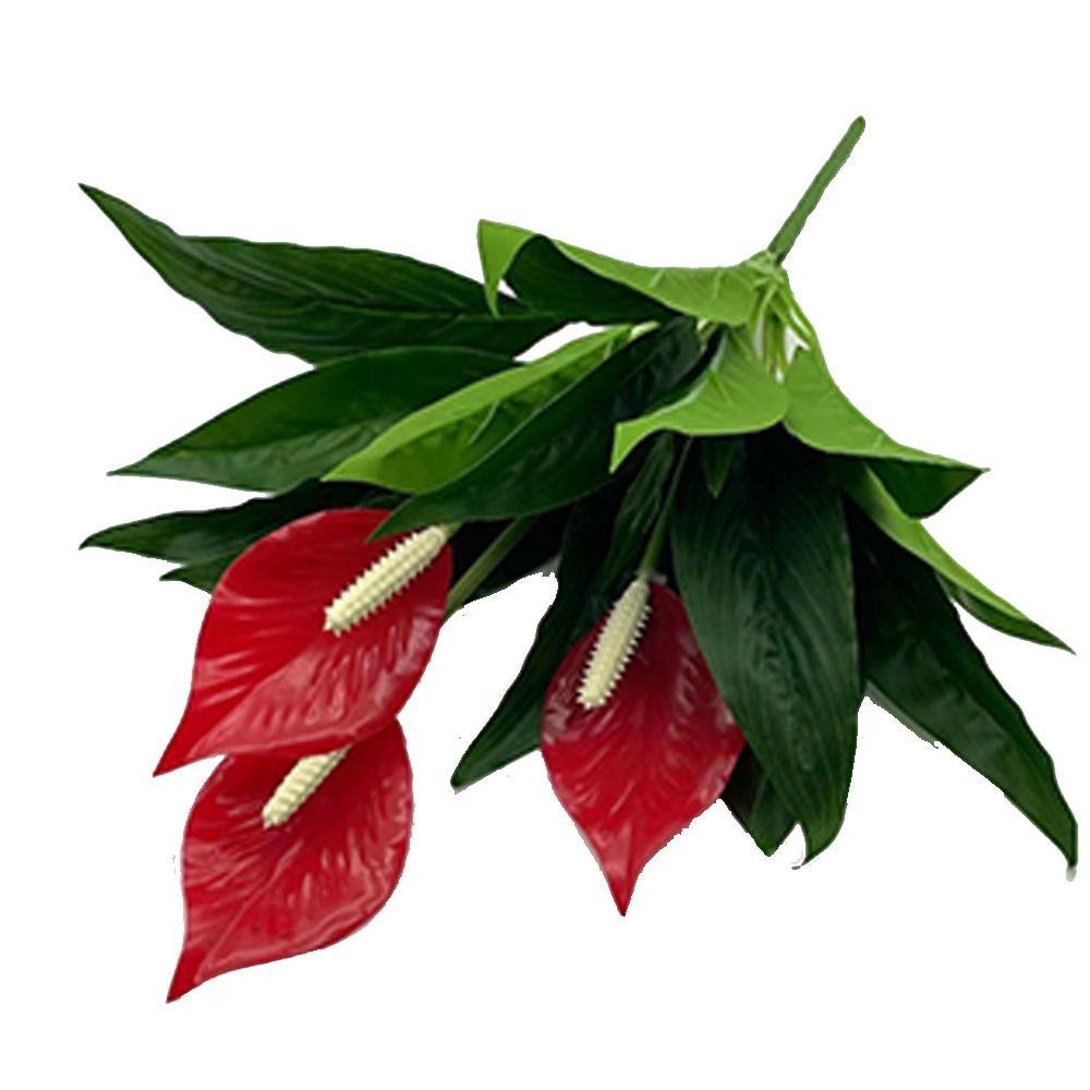Гибкие Тропические Искусственные Растения Антуриум Настоящее Прикосновение Настоящее Прикосновение Пальма Отель красный